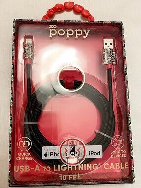XO Poppy 10ft USB-A to Lightning Cable iPhone Charger Fast Charge NIB